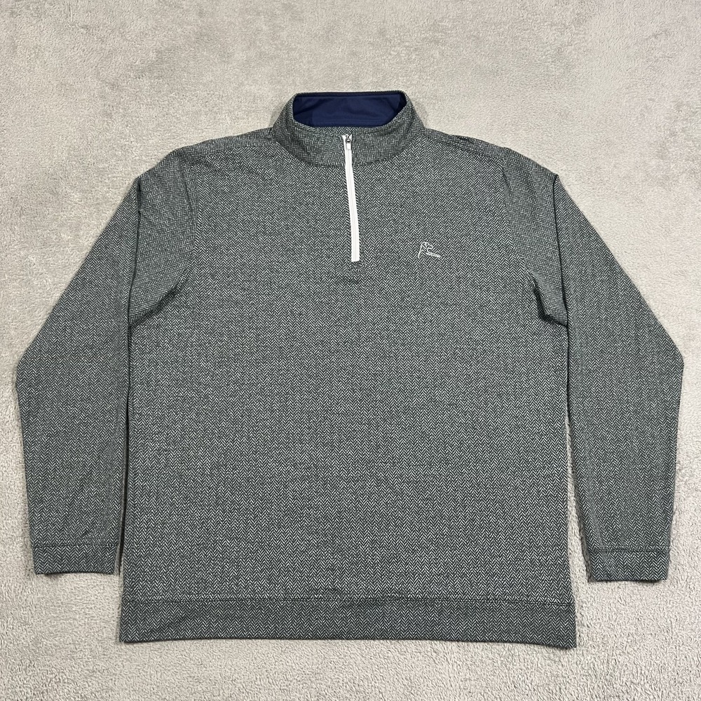 Rhoback Herringbone 1/4 Zip Performance Sweatshirt Mens Large Golf